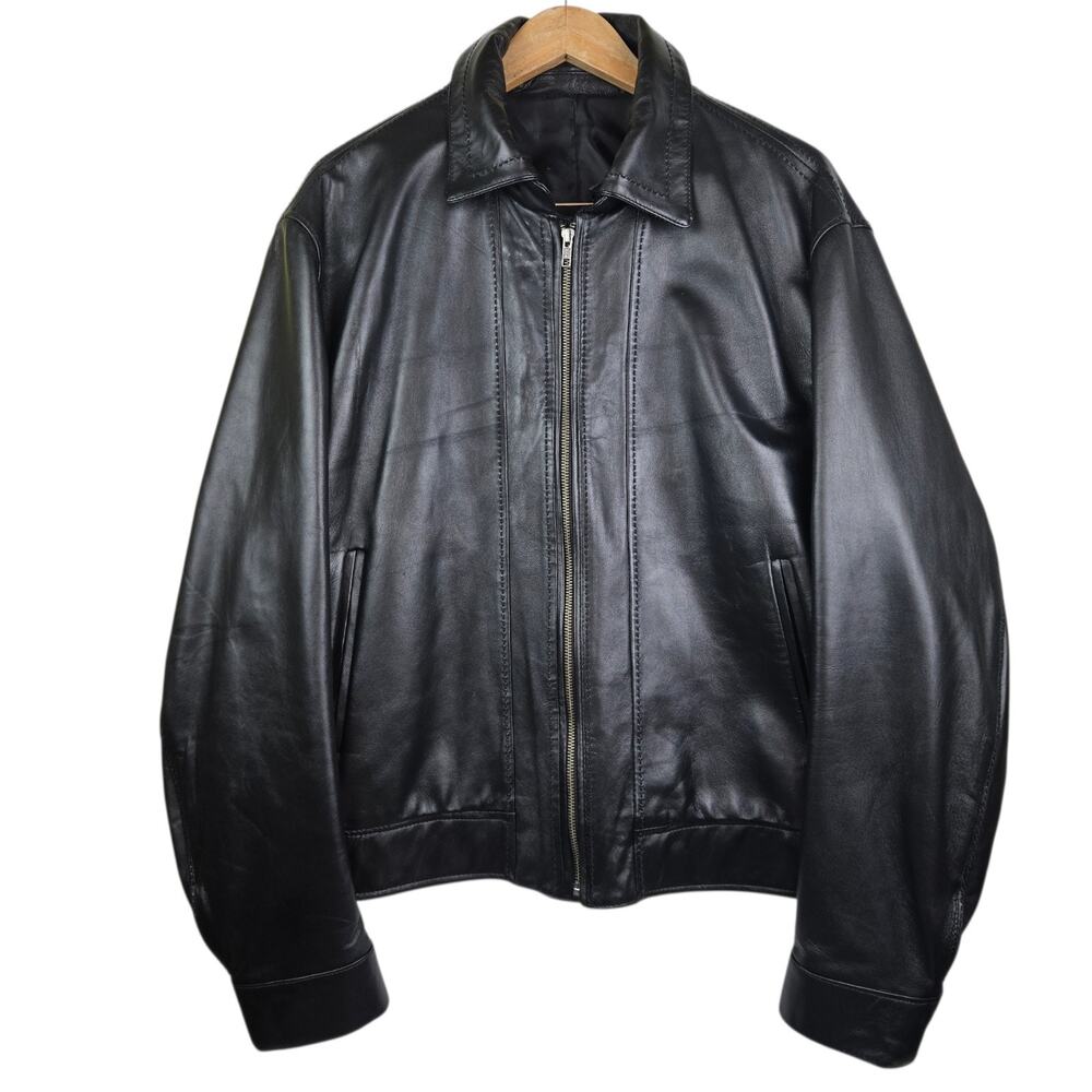 Jose Luis Soft Leather Black Jacket Full Zip Men Size 48 Made in USA